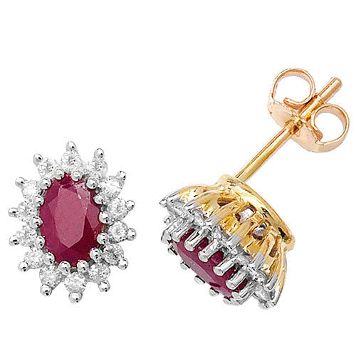 Diamond and Ruby Earring in 9K Gold