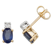 Sapphire & Diamond Earring in 9K Gold