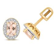 Morganite & Diamond Earring in 9K Gold