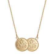 Silver Ladies' Yellow Gold Plated Gold Plated Half Double Soverign Coin Pattern Necklace