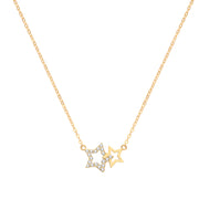 9K Yellow Gold Double Star Necklace