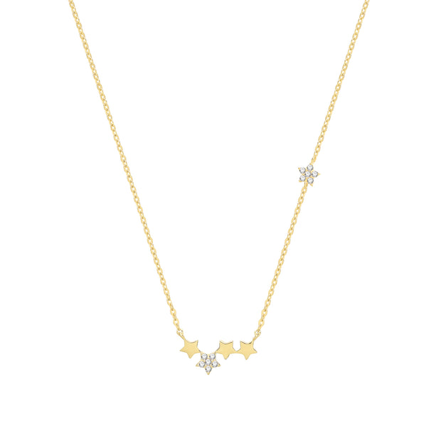 9K Yellow Gold Multi Star Necklace