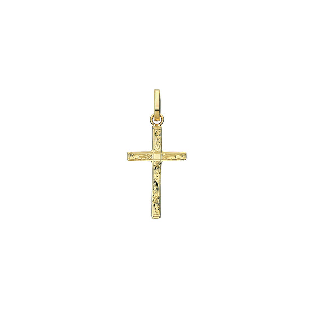 9K Yellow Gold Semi Solid Cross H Engraved