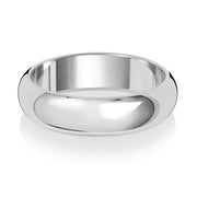 18K White Gold Wedding Ring D Shape 5mm