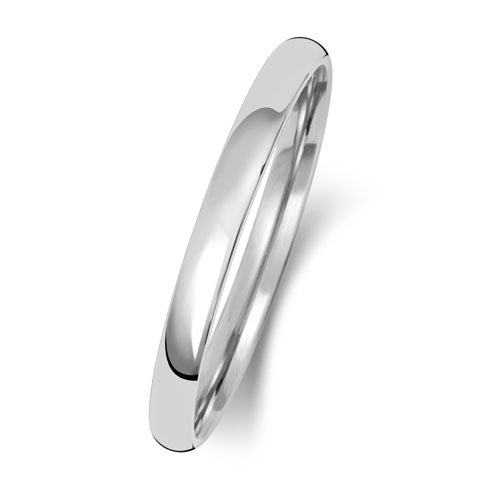 18K White Gold Wedding Ring Slight Court 2mm