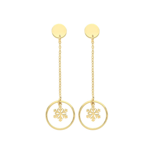 9K Yellow Gold Snowflake  Earrings
