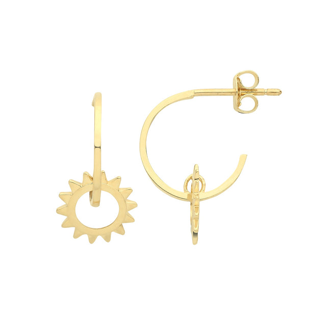 9K Yellow Gold Sun  Earrings