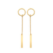 9K Yellow Gold Open Circle & Bar  Earrings