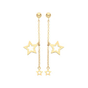 9K Yellow Gold Double Star Earrings