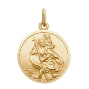 9K Yellow Gold Round St Christopher Pendant