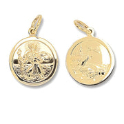 9K Yellow Gold Round Double Sided St Christopher Pendant