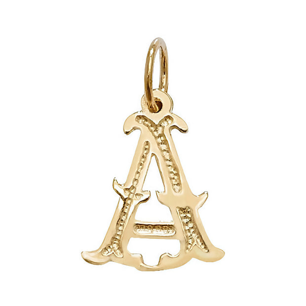 9K Yellow Gold Gothic Initial Pendant
