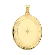 9K Yellow Gold Oval Diamond Locket
