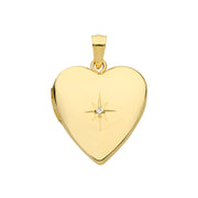9K Yellow Gold Heart Diamond Locket