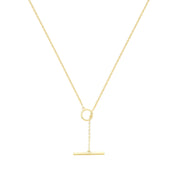 9K Yellow Gold Open Circle & Bar Necklace