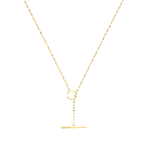 9K Yellow Gold Open Circle & Bar Necklace