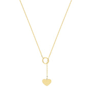 9K Yellow Gold Open Circle & Heart Necklace