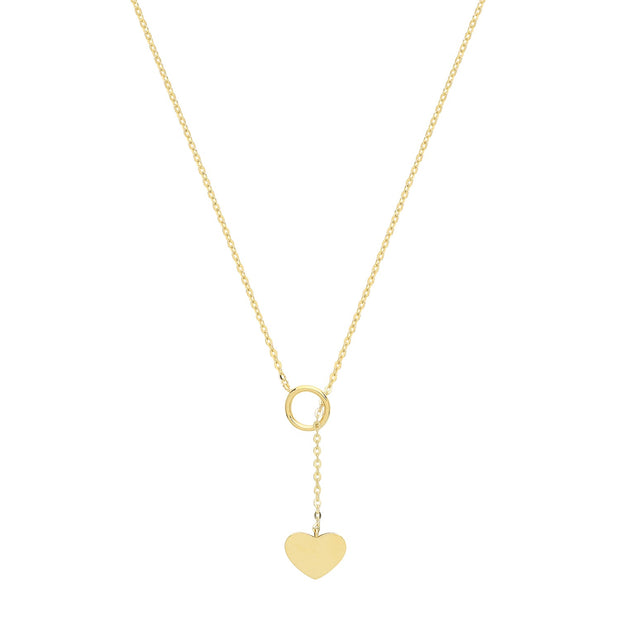 9K Yellow Gold Open Circle & Heart Necklace
