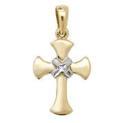 9K Yellow and White Gold Cross Pendant