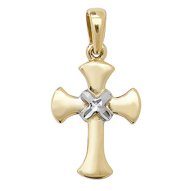 9K Yellow and White Gold Cross Pendant