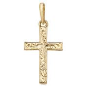 9K Yellow Gold Patterned Cross Pendant