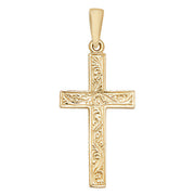 9K Yellow Gold Patterned Cross Pendant