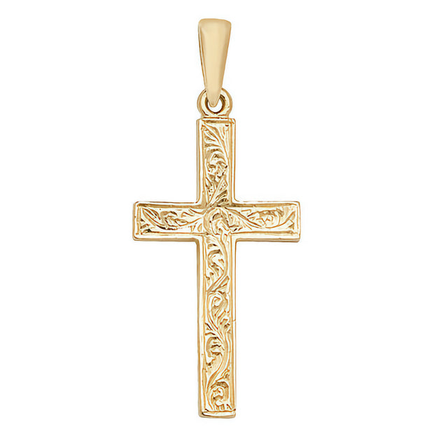 9K Yellow Gold Patterned Cross Pendant