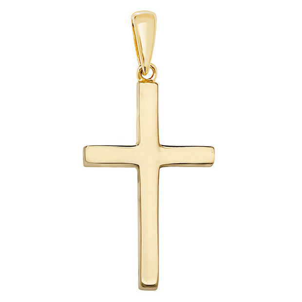9K Yellow Gold Plain Solid Cross Pendant