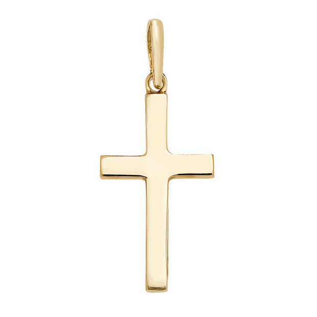 9K Yellow Gold Plain Solid Cross Pendant