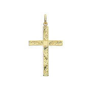 9K Yellow Gold Semi Solid Cross H Engraved