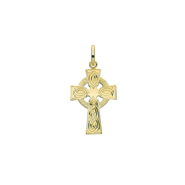 9K Yellow Gold Semi Solid Cross H Engraved