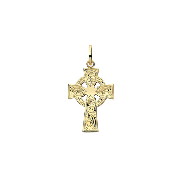 9K Yellow Gold Semi Solid Cross H Engraved