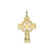 9K Yellow Gold Semi Solid Cross H Engraved