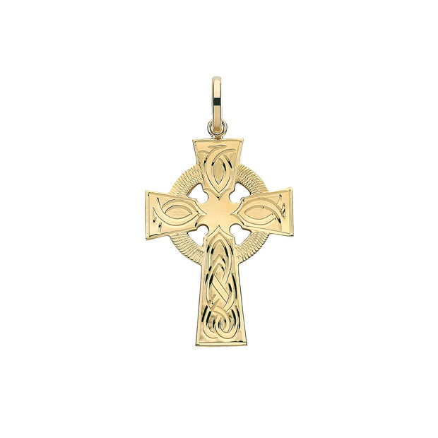 9K Yellow Gold Semi Solid Cross H Engraved