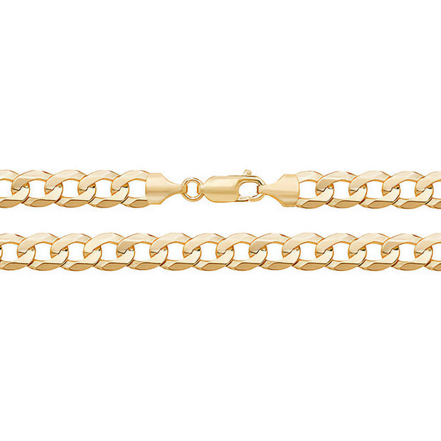 9K Yellow Gold Flt Bvld Curb Chain