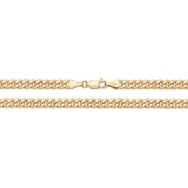 9K Yellow Gold Semi Solid Cuban Curb Chain
