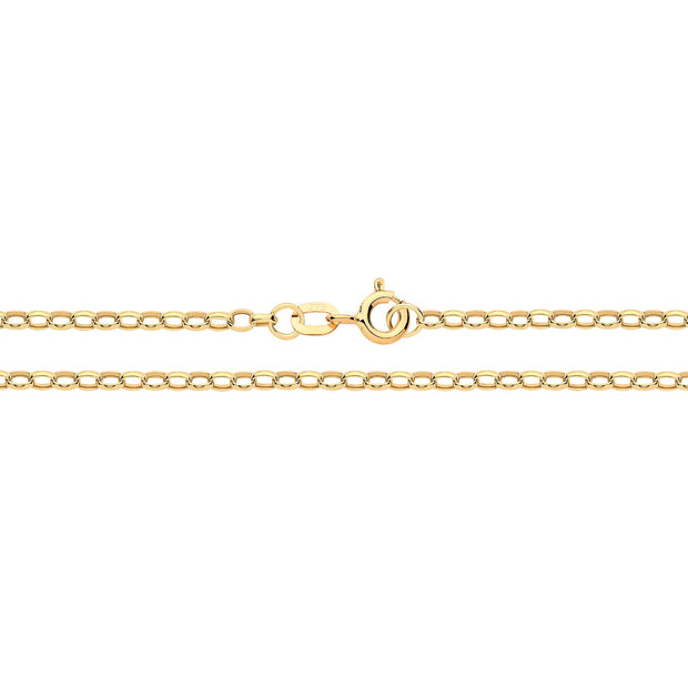 9K Yellow Gold Dia Cut Belcher Hollow Chain