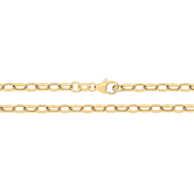 9K Yellow Gold Dia Cut Belcher Hollow Chain