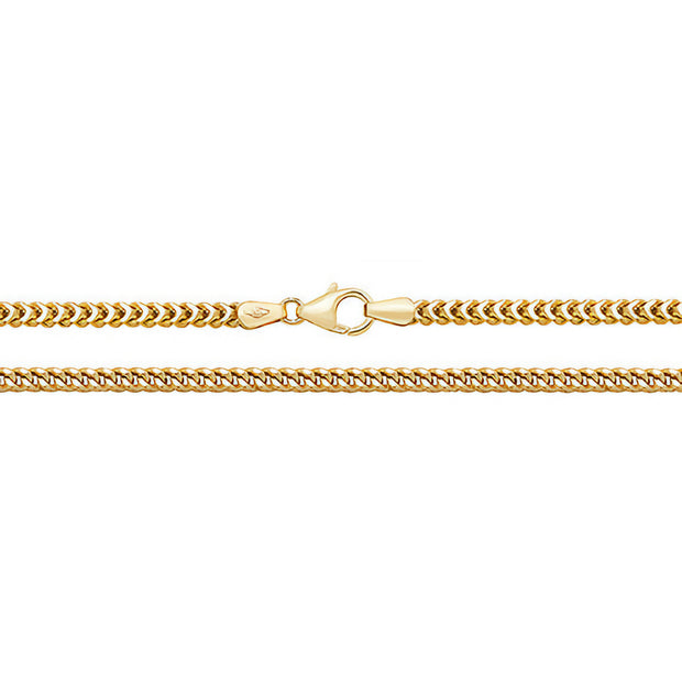 9K Yellow Gold Square Franco Chain