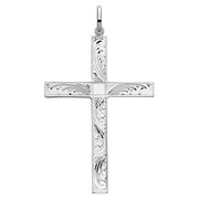 Silver Solid Cross H Engraved