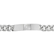 Silver Mens' Curb Bombe ID Bracelet