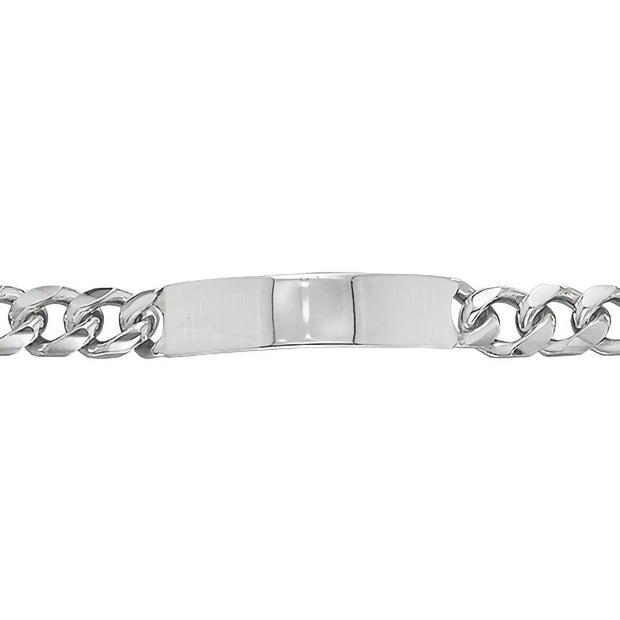 Silver Mens' Curb Bombe ID Bracelet