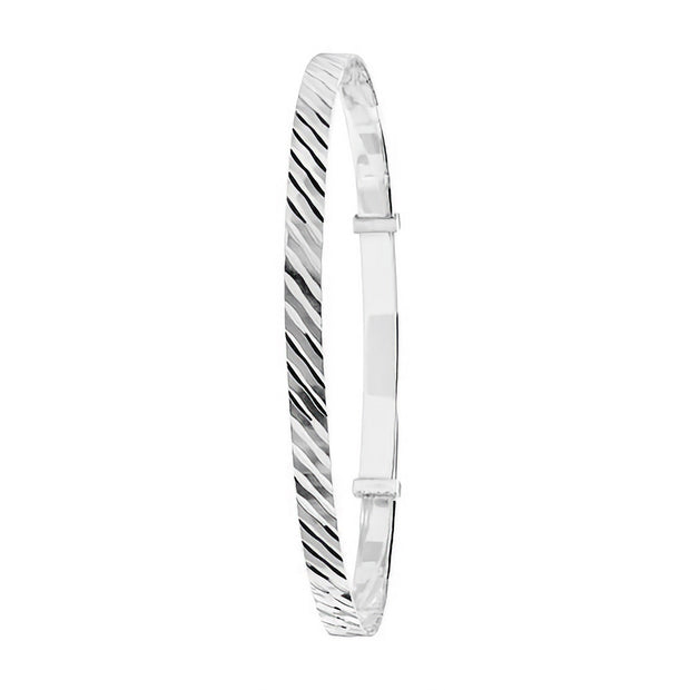Silver Ladies' Round Dia Cut Expandable Bangle