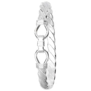 Silver Men's Oval Loop Catch Twisted Bangle