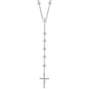 Silver Rosary Bead Necklace
