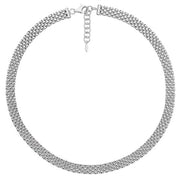 Silver Ladies' Rhodium Plated Watch Link Necklace