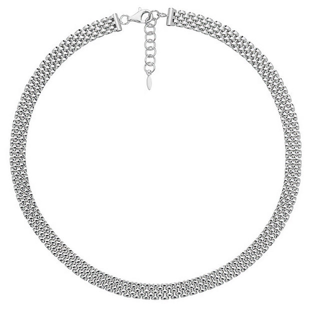 Silver Ladies' Rhodium Plated Watch Link Necklace