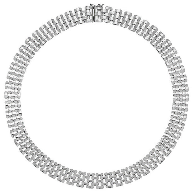 Silver Ladies' Rhodium Plated Watch Link Necklace