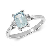 Aquamarine and Diamond Ring in 9K White Gold
