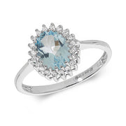 Aquamarine and Diamond Ring in 9K White Gold